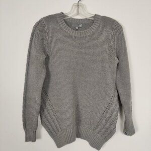 Sears Women's Sweater Size M 10 / 12 Gray Cotton Blend Knitwear Cableknit Casual
